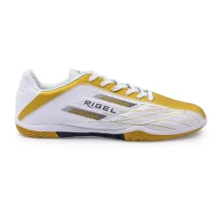 Бутсы ф/б VIRTEY INDOOR 23885, иск.кожа, цв. белый/золотой, р.39