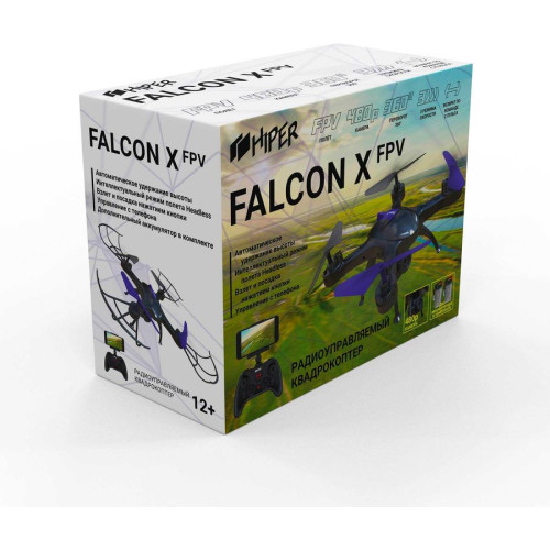 Игрушка КВАДРОКОПТЕР Hiper HQC-0003 Falcon X FPV 0.3Mpix VGA WiFi ПДУ черный/фиолетовый