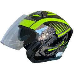 Шлем мото открытый HIZER J228 (L) black/neon yellow (14692)