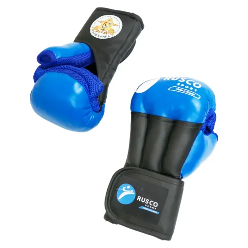 Перчатки для рукопашного боя RUSCOsport PRO, к/з, синие. Oz 10