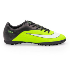 Бутсы ф/б VIRTEY TURF 21091 CORIA, иск.кожа, цв.черный/зеленый, р.44