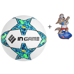 Мяч ф/б FREESPORT INGAME PRO QUANTRO №4 синий + ПОДАРОК Фигурка Забивака, дерево, 14,5х23,9 см.