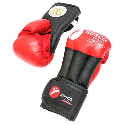 Перчатки для рукопашного боя RUSCOsport PRO, к/з, красные. Oz 10