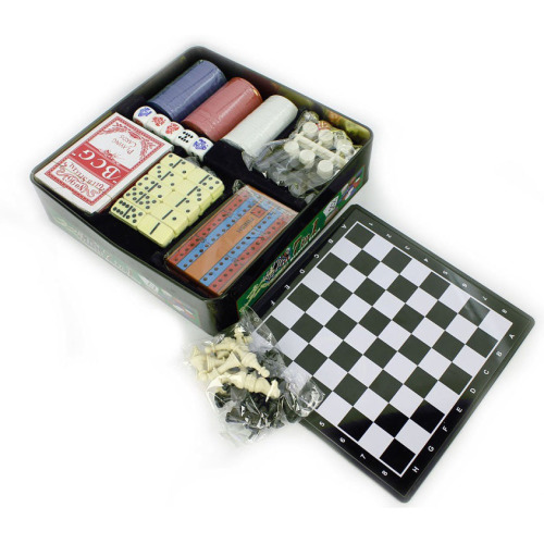 Игра настольная 7 в 1 Magnetic Board (магнитное поле, домино, карты, нарды, шашки, шахматы, 60 покерных фишек, крибидж)
