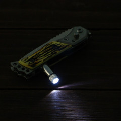 Нож складной полуавтоматический, ручка под кость, фиксатор, фонарик, лезвие 6 см (1297719)