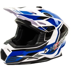 Шлем мото кроссовый HIZER J6801 #6 (M) white/blue (17226)