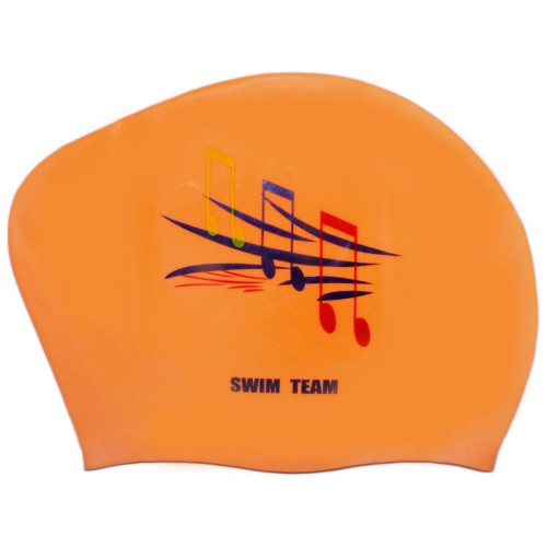 Шапочка для плавания SPRINTER SWIM TEAM KW-N (для длинных волос) ноты, оранжевый