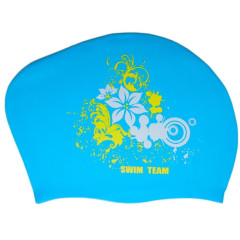 Шапочка для плавания SPRINTER SWIM TEAM KW-F (для длинных волос) цветы, голубой