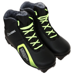 Ботинки лыжные NNN WINTER STAR CLASSIC иск. кожа, цв. чёрный/лайм-неон, лого белый, р.44