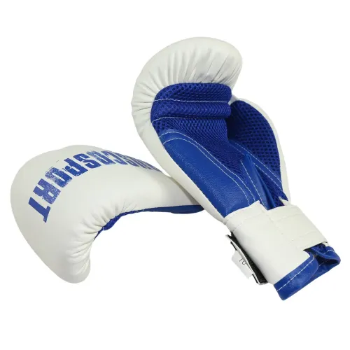 Перчатки боксерские RUSCOsport детские, кож.зам., 6 OZ, белый/синий
