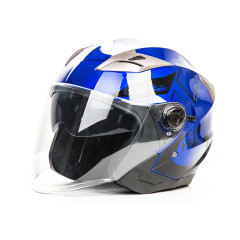 Шлем мото открытый HIZER B208 (L) blue/black (2 визора) (13218)