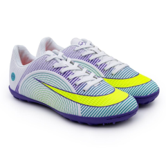 Бутсы ф/б VIRTEY TURF 23013, иск.кожа, цв. белый/фиолетовый/зеленый, р.42