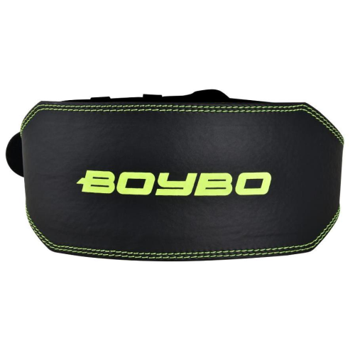 Пояс т/а BoyBo Premium BW650 черный/зеленый кожа 2XL