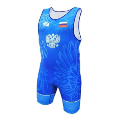 Трико борцовское BOYBO PROFI GERB BT30 одностороннее, цв. синий, р. XL