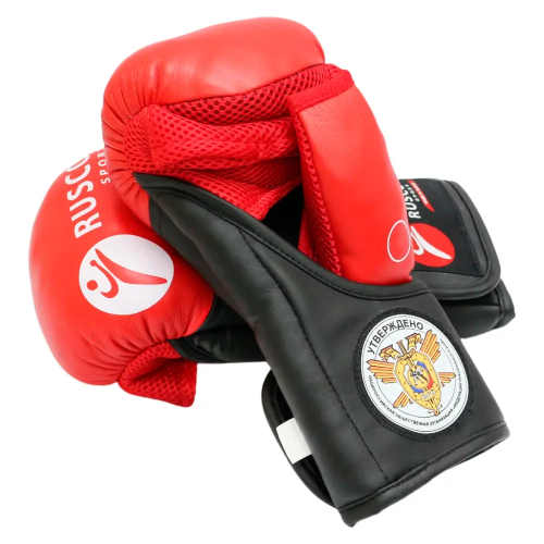Перчатки для рукопашного боя RUSCOsport PRO, к/з, красные. Oz 10