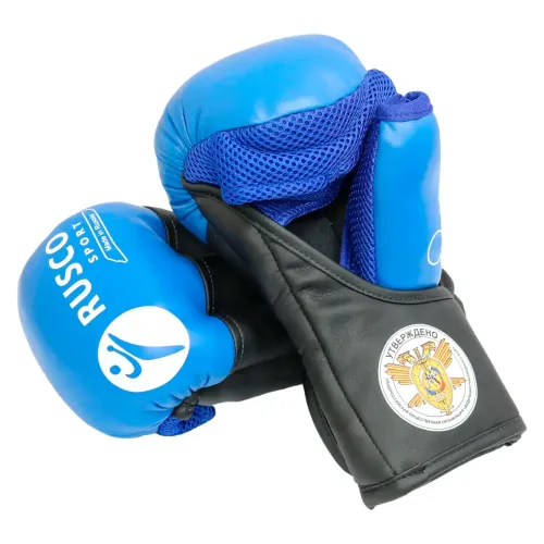 Перчатки для рукопашного боя RUSCOsport PRO, к/з, синие. Oz 10