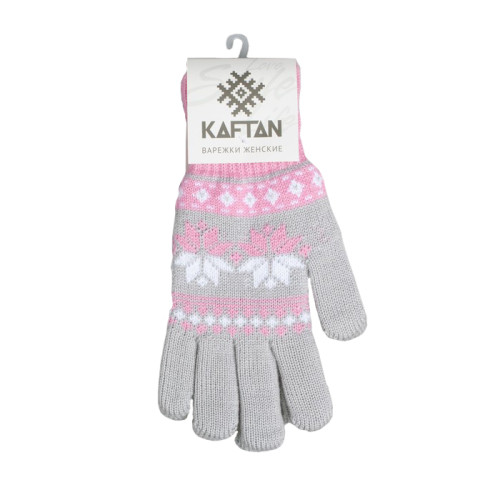 Перчатки зимние KAFTAN Скандинавия р-р 19, серый/розовый (4444761)