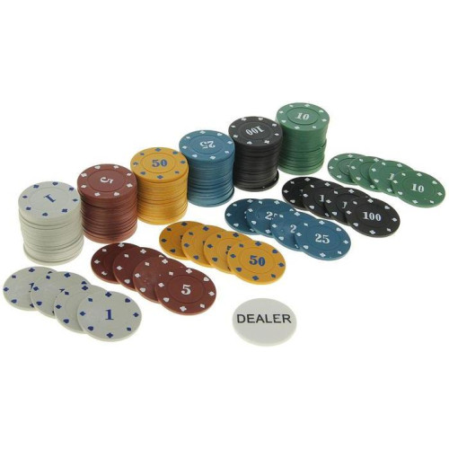 Игра настольная ПОКЕР POKER CHIPS (120 фишек с номиналом, 1 фишка дилера, сукно, карты 2 колоды) (427372)