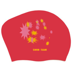 Шапочка для плавания SPRINTER SWIM TEAM KW-S (для длинных волос) звёзды, красный