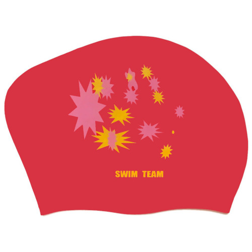 Шапочка для плавания SPRINTER SWIM TEAM KW-S (для длинных волос) звёзды, красный