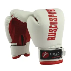 Перчатки боксерские RUSCOsport детские, кож.зам., 6 OZ, белый/красный