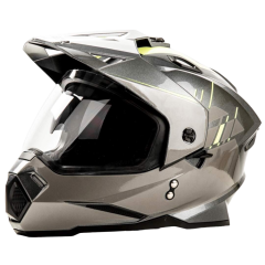 Шлем мото мотард HIZER J6802 (L) gray/lemon (2 визора) (13539)