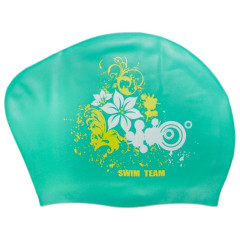 Шапочка для плавания SPRINTER SWIM TEAM KW-F (для длинных волос) цветы, зеленый
