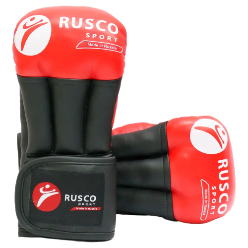 Перчатки для рукопашного боя RUSCOsport PRO, к/з, красные. Oz 10