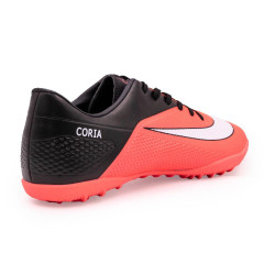 Бутсы ф/б VIRTEY TURF 21091 CORIA, иск.кожа, цв.коралл/черный, р.38