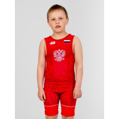 Трико борцовское BOYBO PROFI GERB BT30 одностороннее, цв. красный, р. L