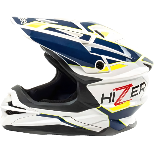 Шлем мото кроссовый HIZER J6803 (L) white/blue (14669)