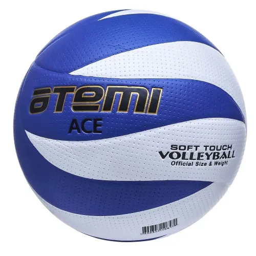 Мяч в/б ATEMI ACE, синтетическая кожа PVC, бел/син, 12 панелей