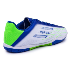 Бутсы ф/б VIRTEY INDOOR 23885, иск.кожа, цв. белый/синий/зеленый, р.36