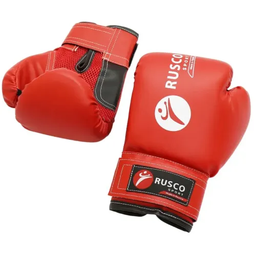 Перчатки боксерские RUSCOsport детские, кож.зам., 8 OZ, белый/красный