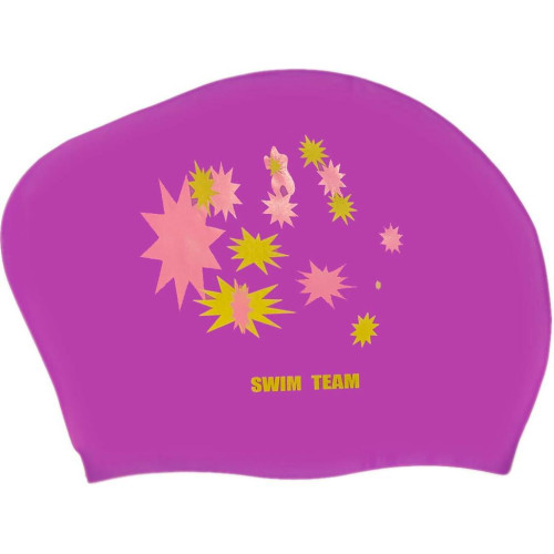 Шапочка для плавания SPRINTER SWIM TEAM KW-S (для длинных волос) звёзды, фиолетовый