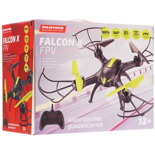 Игрушка КВАДРОКОПТЕР Pilotage Falcon X FPV 0.3Mpix VGA WiFi ПДУ черный/желтый