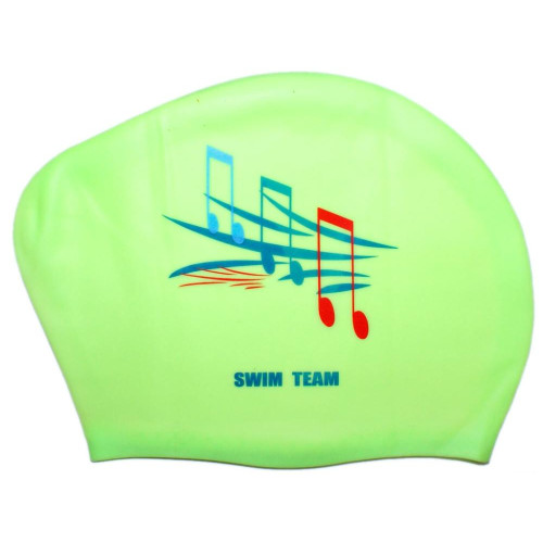 Шапочка для плавания SPRINTER SWIM TEAM KW-N (для длинных волос) ноты, салатовый