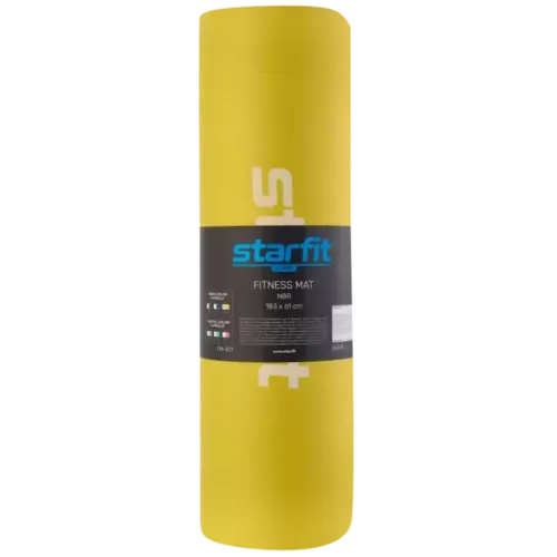Коврик для йоги и фитнеса STARFIT FM-301 NBR (183х61х1,5 см) желтый