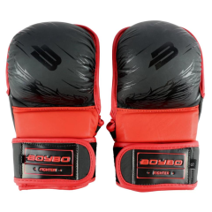 Перчатки ММА BoyBo Wings кожа черно-красные размер XL