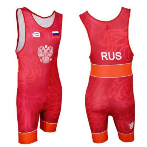 Трико борцовское BOYBO PROFI GERB BT30 одностороннее, цв. красный, р. XXL
