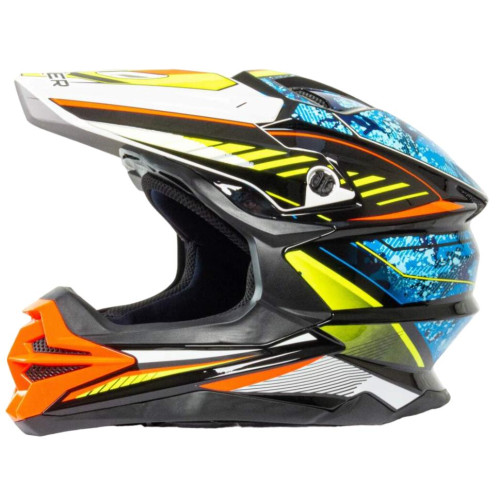 Шлем мото кроссовый HIZER J6803 (L) black/blue (14666)