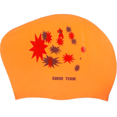 Шапочка для плавания SPRINTER SWIM TEAM KW-S (для длинных волос) звёзды, оранжевый