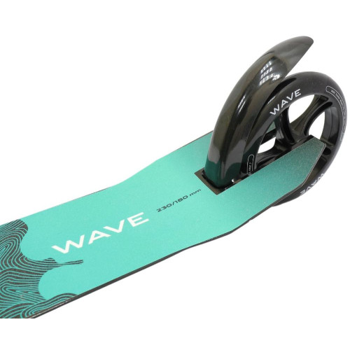 Самокат 2-х колесный COSMORIDE WAVE S230, 230/180 мм, черный/изумрудный