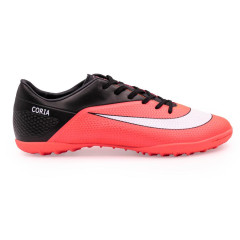 Бутсы ф/б VIRTEY TURF 21091 CORIA, иск.кожа, цв.коралл/черный, р.33