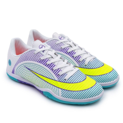 Бутсы ф/б VIRTEY INDOOR 23014, иск.кожа, цв. белый/фиолетовый/зеленый, р.41