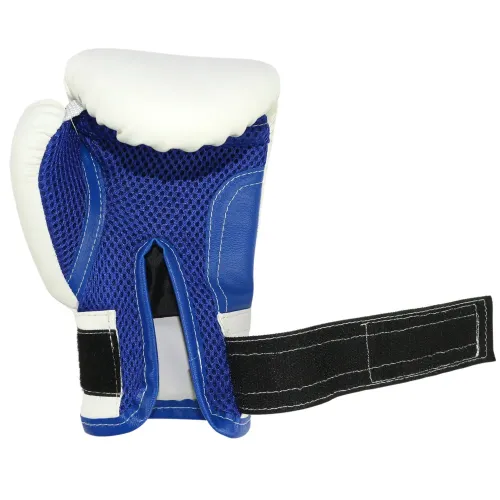 Перчатки боксерские RUSCOsport детские, кож.зам., 6 OZ, белый/синий