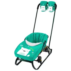 Матрасик для детских санок NIKA KIDS МЕДВЕЖОНОК, цв.изумрудный (матрасик+варежки)