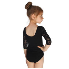 Купальник гимнаст SIMA 3/4 рукав гипюр , кокетка, цвет черный (р. 32) (3794958)