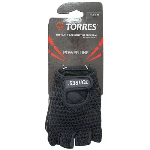 Перчатки для фитнеса TORRES PL6045, нат. замша, цв. черный,  р.S