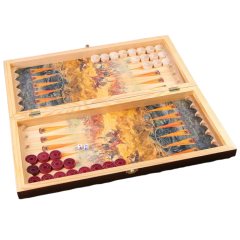 Игра настольная 3 в 1 БОРОДИНО 50х50см (шахматы деревянные, шахматы формовые, шашки, нарды)